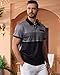 Mens Fashion Color Block Polo Shirts Casual Short Sleeve T Shirt Striped Moisture Wicking Golf Shirts Tops Gray