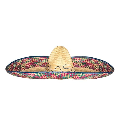 TrendandStylez Sombrero 70cm bunt Strohhut Mexikaner Gaucho Ethno Hut Sonnenhut für Damen und Herren für JGA Mottoparty Karneval