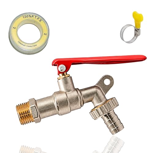 Image of 1 /2 inch Brass Bib Cocke with Lockable Metal Lever | Heavy Duty Brass Bib Tap with Hose Nozzle | Nickel Chrome Plated Outdoor Water Tap for Garden, Car Wash & Utility Use