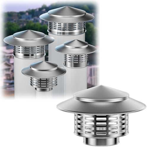 Chapeau de cheminée sur le toit, Capot de toit rond en acier inoxydable for cheminée, couvercle de conduit de ventilation, for toits et villas, 75 mm 160 mm(75mm)