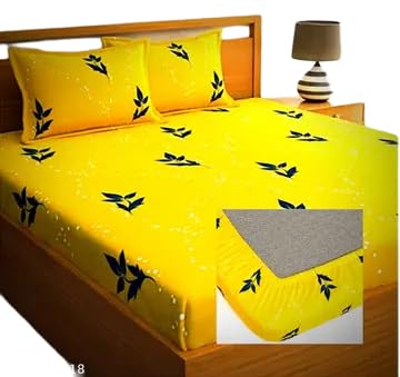 Solid Color Fitted Bedsheet with Deep Pocket & Elastic Edges_Yellow_36_Single-image-5