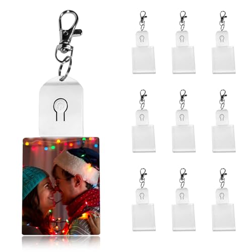 SYWAN 10Pcs Sublimation LED Keychain, Sublimation LED Keychains Acrylic Glitter