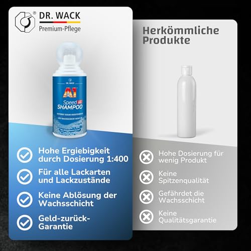 DR. WACK - A1 Speed Shampoo 500 ml - Effektiver Autoreiniger mit Aktivschaum-Formel - Gründliche & schonende Entfernung hartnäckiger… – Ansicht 5