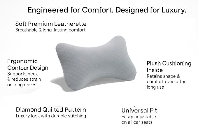 Image of Velvet Soft car Neck Pillow for Travel, Travel Rest Pillow Car Pillow Rest Cushion Support & Shoulder for Long Driving Made /Cushion Set of Pillows Compatible with All Cars - Pack of 2 Pieces (Grey)