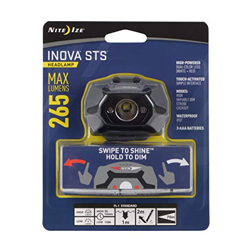 Nite Ize HLSB-01-R7 Inova STS Headlamp, Black, Battery Powered, Waterproof, Durable, Lightweight, 20-Inch