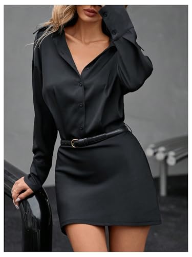 SOLY HUX Women's Button Down Belted Bodycon Dress Long Sleeve Blazer Dress Elegant Business Mini Dresses3