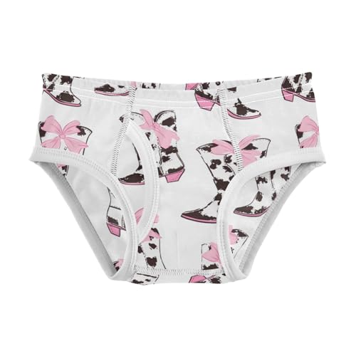 Wusikd Cow Print Cowboy Boots Boys' Underwear Cotton Pink Bows Boys Briefs Soft Toddler Underwear 2T