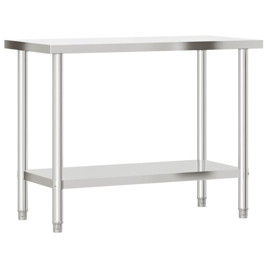 vidaXL Mesa de Trabajo para Cocina con Estante Acero INOX 110x55x150cm