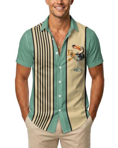 Image of 99TIMORO Funny Film Summer Button Down Shirt Men Short Sleeve Top | Movie Character Hawaiian Shirts for Men Lightweight Breathable Beach Vacation Business Casual Summer Gifts Classic Fit