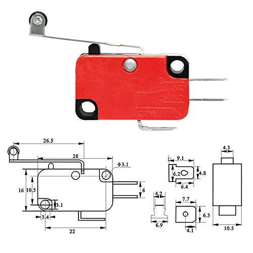 Hiletgo 3-01-1191 10Pcs V-156-1C25 Lead Limit Switch Spdt Switch Silver Base Contact Roller Swing thumb #3