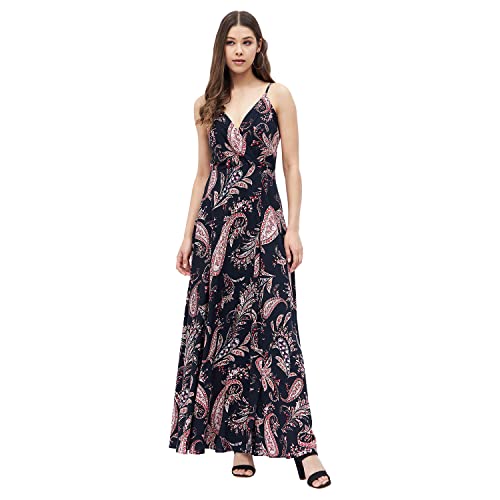 Image of Harpa Women's Rayon Modern Maxi Casual Dress (GR6387A- Navy Extra Large)