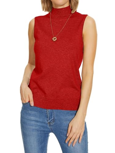 Image of INKOFF Sleeveless Mock Neck Turtleneck Knit Tops Women Dressy Casual Sweater Vest Business Work Tank
