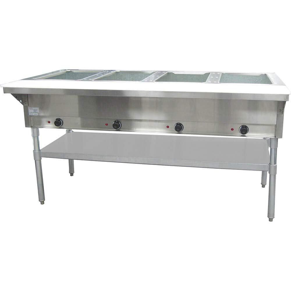 FSE ST-240/4 63' Open Well Steam Table Electric with Four Wells, Cutting Board, Stationary