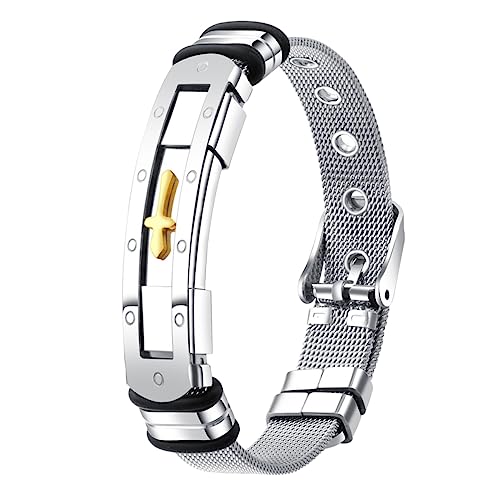 LIFKOME Pulsera De Acero Talón Pulsera De Hombre Poseedor Pulsera De Muñeca Para Hombres Equipo Anillos Pulseras De Cuentas Pulsera De Eslabones Agitarse Joyas Para Hombres Pulseras
