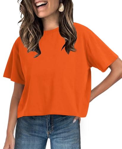 Image of UNCLECAT Womens Short Sleeve Crop Tops Summer Basic Cropped T Shirts