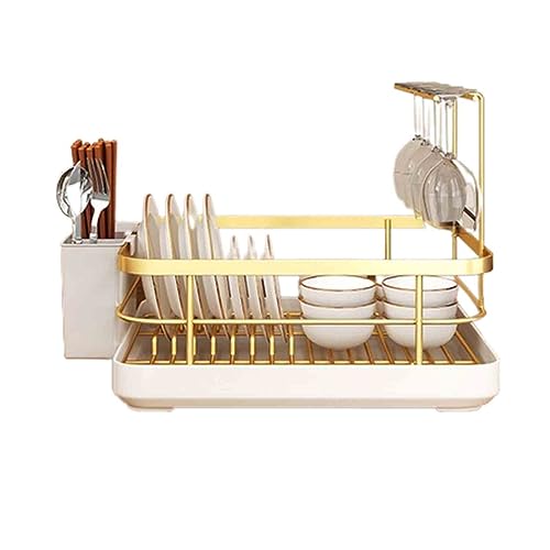 Égoutte-vaisselle avec porte-couverts amovible en ABS noir pour cuisine