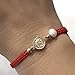 CRUZONE Our Lady of Guadalupe Medal and Dainty Cultured Fresh Father Pearl Adjustable Red String Bracelet Pulsera de la Virgen de Guadalupe para Mujeres (Red)