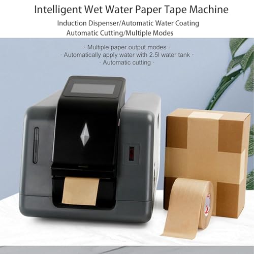 Taglierina elettrica per nastro adesivo, dispenser automatico per nastri gommati attivati dall'acqua, 3 modalità di lavoro, lunghezze preimpostate, adatto per 3-10 cm di larghezza