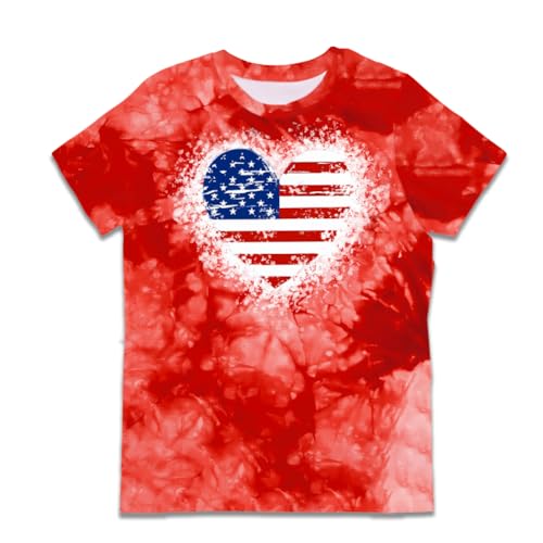 Image of Deerose Kids Striped Shirts Short Sleeve Boy Girls July 4th Patriotic Tee Top 3-14 Years