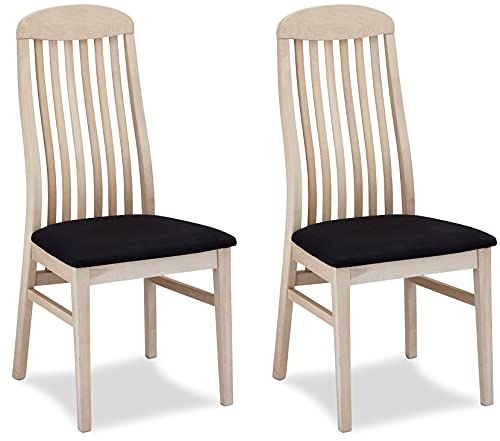 Furnhouse Ibbe Design Heidi Lot de 2 Noir Chaises Salle à Manger en Bois de Chêne Salle à Manger Salon Bureau Cuisine, Assise Rembourrée Scandinaves, Siège en Tissu Cover