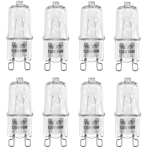 G9 Halogen Light Bulbs,120V T4 Bi-Pin 40W Xenon Small Light Bulb for Chandeliers, Spot Down Lamp, Cabinet Lights, Long Lasting Lifespan with High Brightness, Warm White,8 Pack Cover