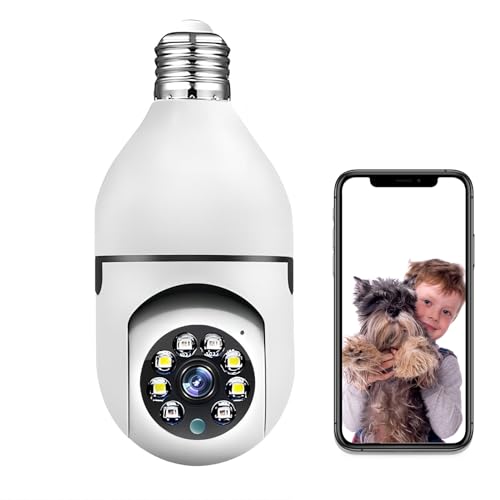 Mengshen Cámara De Seguridad con Bombilla De 3MP, Inalámbrico De 2,4 GHz Grado De 360 ° con Detección De Movimiento Visión Nocturna Conversación De 2 Vías para El Hogar Al Aire Libre En Interiores
