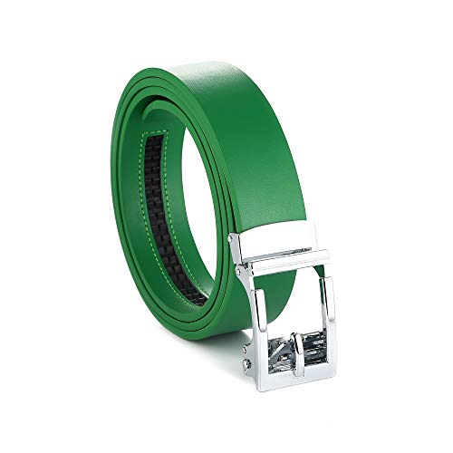 Image of Gelante Genuine Leather Ratchet Dress Belt With Automatic Sliding Buckle - Minimalistic Style-Trim to Fit