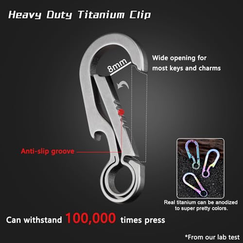 Image of Titanium Carabiner Keychain Clip, Minimalist Keychain Key Clip EDC Quick Release Hooks