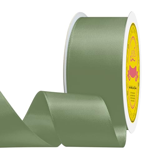 Image of Double Face Spring Moss Satin Ribbon 1-1 /2 inch X 25 Yards Polyester Spring Moss Ribbon for Gift Wrapping Very Suitable for Weddings Party Hair Bow Invitation Decorations and More