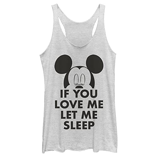 Women's Mickey & Friends If You Love Me Let Me Sleep Racerback Tank Top - White Heather - Small