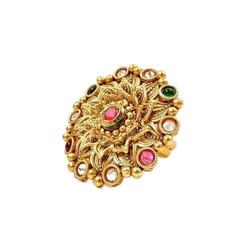 jyona Rajwadi Look Gold Plated Adjustable Finger Ring for Women & Girls(FR282930)-picture-54