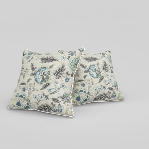 Image of Pure Cotton Quilted Cushion Cover 16x16 Inch | Anokhi Print Decorative Throw Pillow Cover | Soft Cotton Sofa Cushion Cover with Hidden Zipper | Living Room Bedroom Home Decor