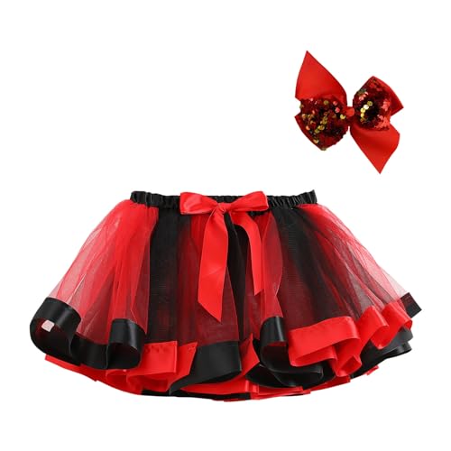 Generisch - Jupes de fille pour vacances, fête, ballet, costume, tulle, danse, rock, ensemble avec bandeau pour cheveux, rouge, 5-8 ans