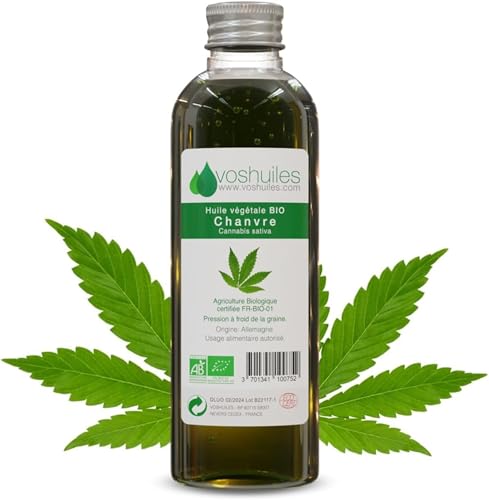VOSHUILES - Huile Végétale BIO de Chanvre Neutre 50ml - Huile Naturelle pour Soin de la Peau et...