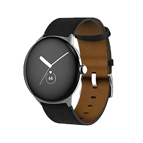 Rosok Armband Kompatibel mit Google Pixel Watch, Weich und Bequem, Lederarmband mit Herren & Damen Kompatibel mit Google Pixel Watch - Schwarz Cover