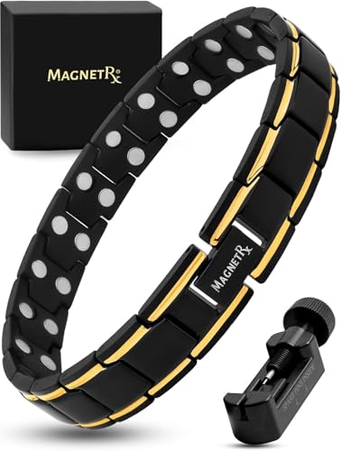 MagnetRX® Ultra Strength Magnetic Bracelet - Stainless Steel Metal Bracelets for Men - Effective Magnetic Bracelets for Men - Adjustable Bracelet Length with Sizing Tool for Perfect Fit