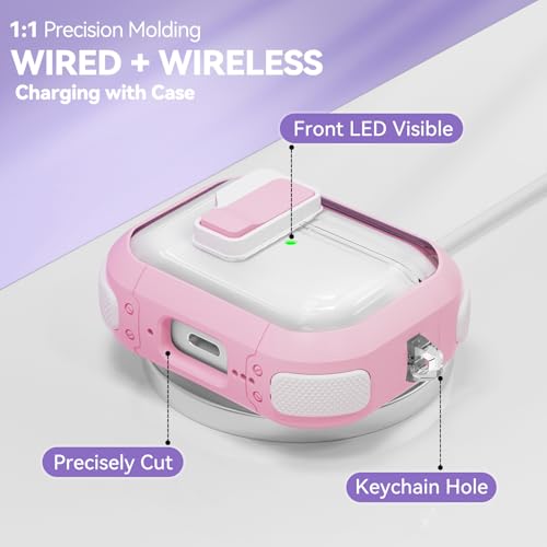 Image of Ekoonpft for AirPods Pro 3 Case with Safety Lock, Clear Case with Cleaner& Keychain Compatible with Apple AirPods Pro 3rd Generation 2025 for Women Girly, Anti-Scratch, Full Protective,Pink