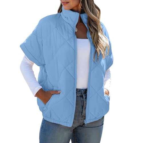 YROHGKPN Chaleco de invierno para mujer, ligero, cálido, con cuello a prueba de viento y prácticos bolsillos para las manos, chaleco amortiguador para mujer