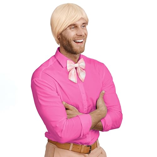 BALINCO Parrucca da uomo, bionda, corta, con papillon, costume da carnevale, cosplay, anime, Halloween, una taglia unica