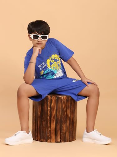 Image of Boys Halfsleeves Cotton Solid /Printed T-Shirt & Shorts Summer Co-ord Set /Clothing Set /Casual wear