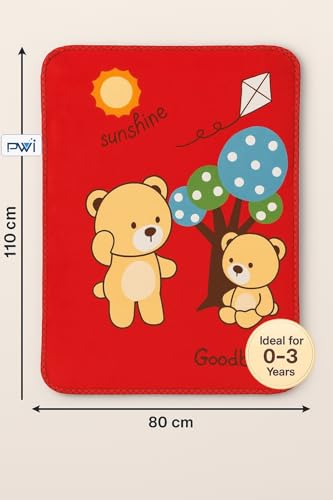 Image of PWI Baby Wrapper Blanket for Newborn | Ultra Soft Cloudy Fabric | Double Layer for All-Season Use | 80x110 cm | Swaddle Blanket for 0-3 Years (Red)