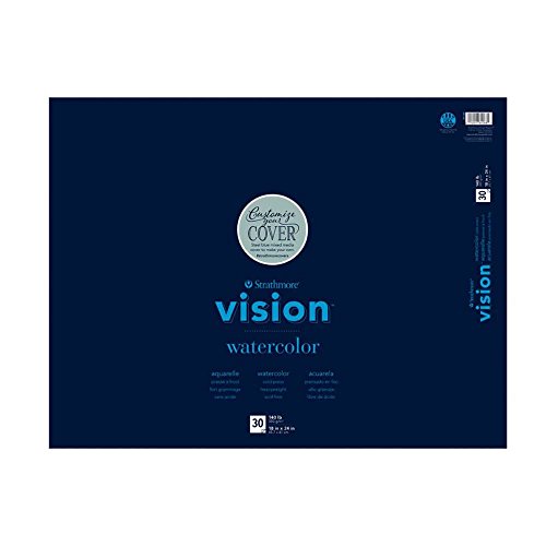 Strathmore (640-68 Vision Watercolor Pad, 18"x24" Tape Bound, 30 Sheets