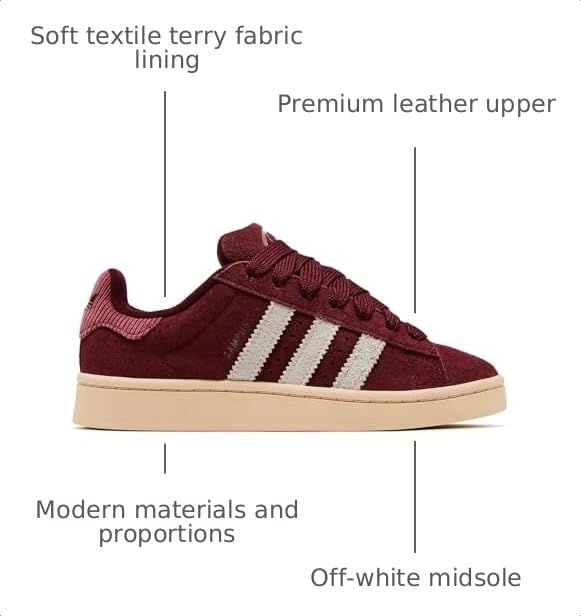 Image of adidas Womens Campus 00S Lace Up Sneakers Shoes Casual - Red - Size 10 M
