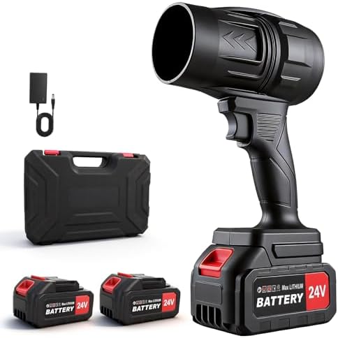 Cordless Leaf Blower, 400000 RPM Handheld Leaf Blower with 2×24V ...