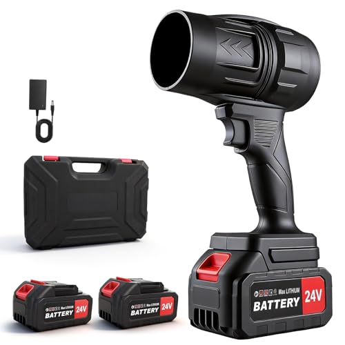 Souffleur de Feuilles sans Fil avec 2 Batteries 21V, Moteur 250000 TR/Min, débit d'air Turbo,130MPH, léger et Portable pour Jardin, Patio, Voiture et Camping