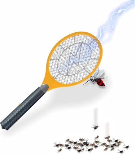 Electric Fly Swatter Bug Zapper Racket Fly Killer Battery Operated Handheld Dual Safety Mesh Electric Racket Bat Indoor Outdoor Insect Catcher For Killing Insects Flies Bugs & (1pc) (assort)