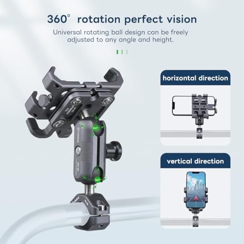 Image of FANAUE Aluminum Anti-theft Bike Motorcycle Phone Mount with Vibration Dampener for bicycle /ATV /UTV /Scooter Handlebar, Compatible with RAM mounts B size phone holder Accessories for 5.5-7'' Smartphone.
