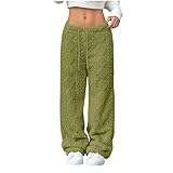 Fleece Pajama Pants Women,Fuzzy Pajama Pants Fluffy Fleece Flannel Cozy Green Drawstring Lounge Pant With Pockets Fall Winter Warm Cute Soft Plush Pj Bottoms,L