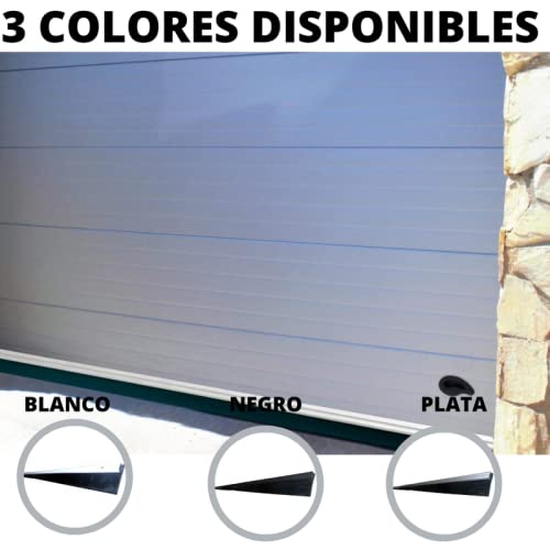 Burlete para Puerta de Garaje 305cm. Perfil de Aluminio Color Plata. Labio de Arrastre de 45mm de Caucho para Superficies Lisas. Muy Maleable. Resistente al Desgaste. Fijación Mediante Tornillos.