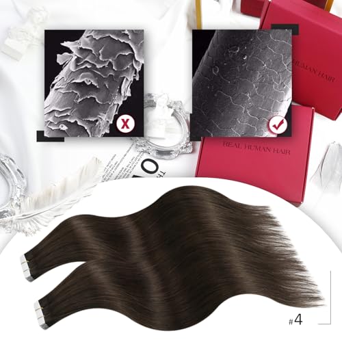 Moresoo Dark Brown Hair Extensions Tape in Human Hair 18 Inch Tape in Hair Extensions Human Hair Chocolate Brown 20pcs/50g #4 - Image 2